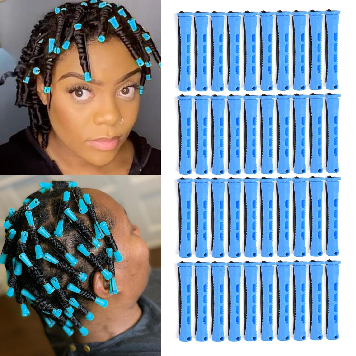 100Pcs Hair Curling Rods Set - Plastic Cold Wave Rollers for Natural, Long or Short Hair Styling - Women'S DIY Hairdressing Tools in Orange, Purple, Gray, Blue, Yellow