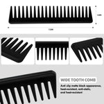 4Pcs Curly Hair Brush Set for Adult & Kids Wet or Dry, Detangling Brush for 3/4ABC Hair with Detangler Spray Bottle & Wide Tooth Comb (3+1, Black) - PHamily Hair Care 