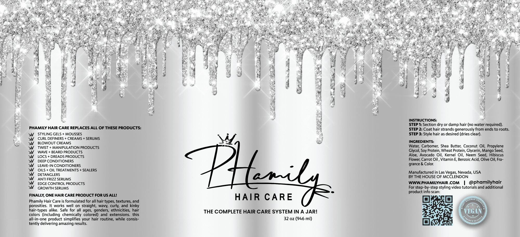 PHamily Hair Care – The Original All-in-One Moisturizer & Styler (32 oz) - PHamily Hair Care 