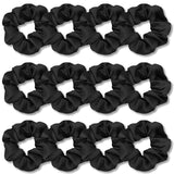 Satin Scrunchies for Hair Sleep, Premium Satin Softer than Silk for Women Curly Hair, Cute Bands Ties for Girls Thin | Thick Hair Styling, 12 Pack, Black - PHamily Hair Care 