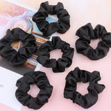Satin Scrunchies for Hair Sleep, Premium Satin Softer than Silk for Women Curly Hair, Cute Bands Ties for Girls Thin | Thick Hair Styling, 12 Pack, Black - PHamily Hair Care 