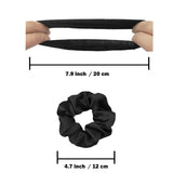Satin Scrunchies for Hair Sleep, Premium Satin Softer than Silk for Women Curly Hair, Cute Bands Ties for Girls Thin | Thick Hair Styling, 12 Pack, Black - PHamily Hair Care 