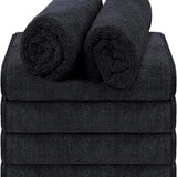 6 Pack Black Salon Towels, Super Soft and Absorbent Microfiber Hair Towel for Salon, Bath, Spa, Pool and Home, 27 Inch X 16 Inch, Black